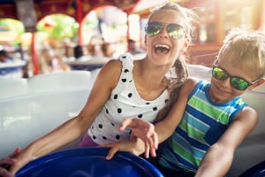 kids having fun on the teacups