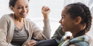 mom talking with child